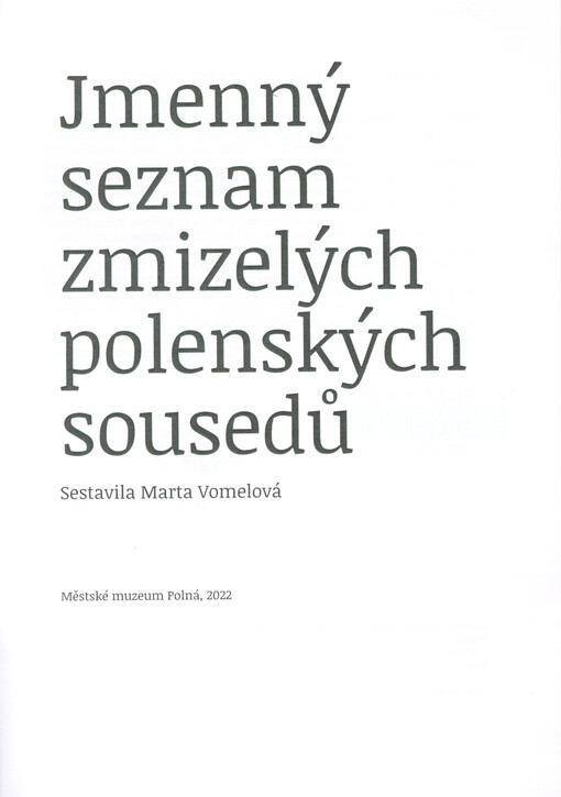 Jmenný seznam zmizelých polenských sousedů
