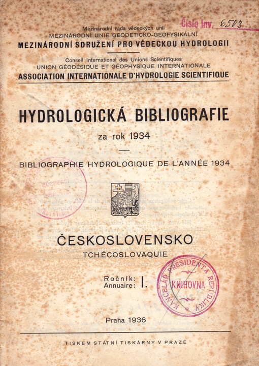 Hydrologická bibliografie za rok ... Česká republika = Bibliography of hydrology for the year ... : Czech Republic