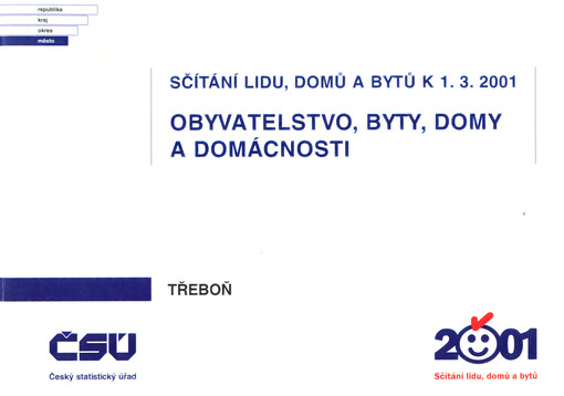Sčítání lidu, domů a bytů k 1.3.2001 - obyvatelstvo, byty, domy a domácnosti. Třeboň