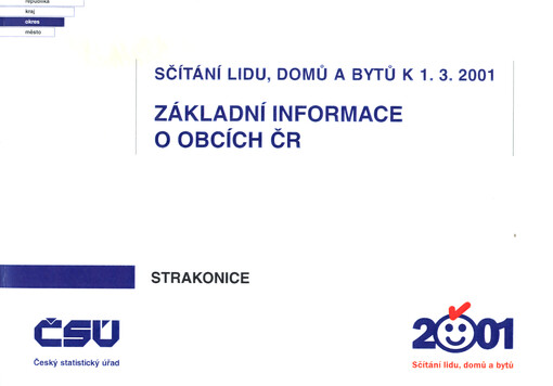 Sčítání lidu, domů a bytů k 1.3.2001 - základní informace o obcích : okres Strakonice
