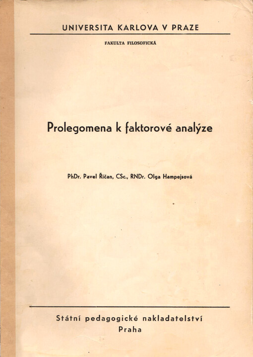 Prolegomena k faktorové analýze