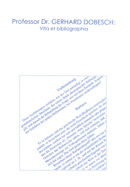 Professor Dr. Gerhard Dobesch: Vita et bibliographia