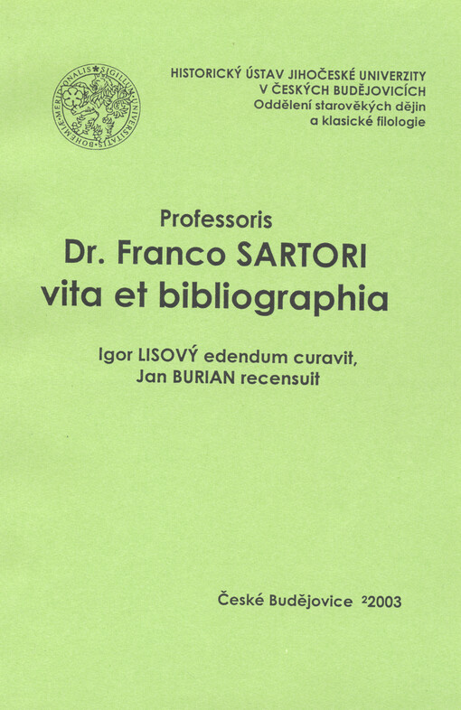 Professoris Dr. Franco Sartori vita et bibliographia