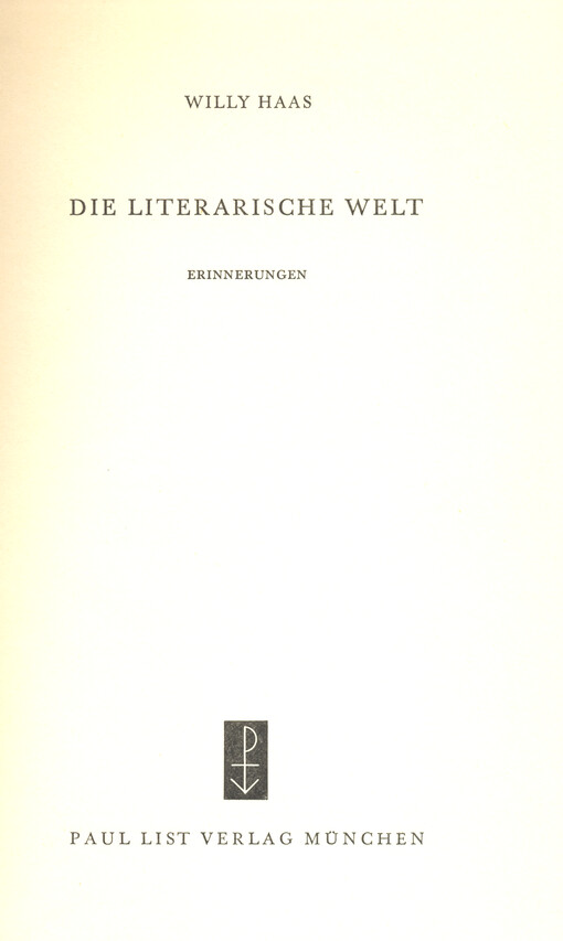 Die literarische Welt : Erinnerungen