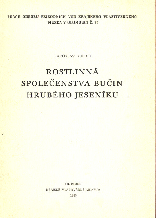 Rostlinná společenstva bučin Hrubého Jeseníku