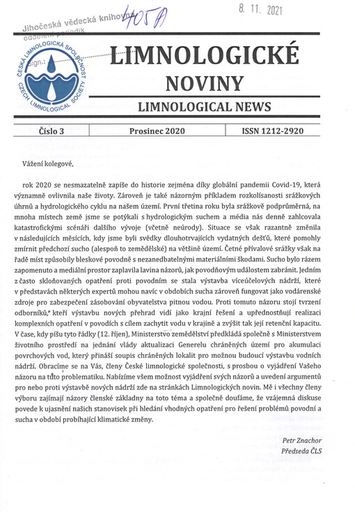 Limnologické noviny = Limnological news