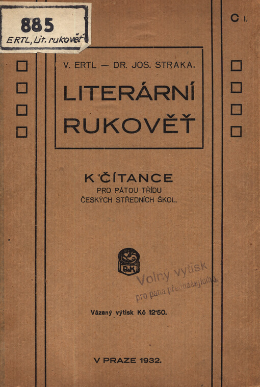 Literární rukověť k čítance pro pátou třídu českých středních škol