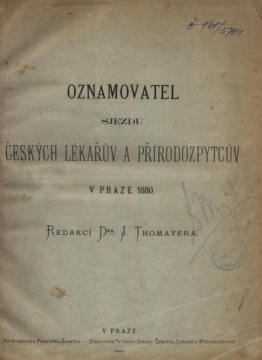 Oznamovatel sjezdu českých lékařův a přírodozpytcův v Praze 1880 