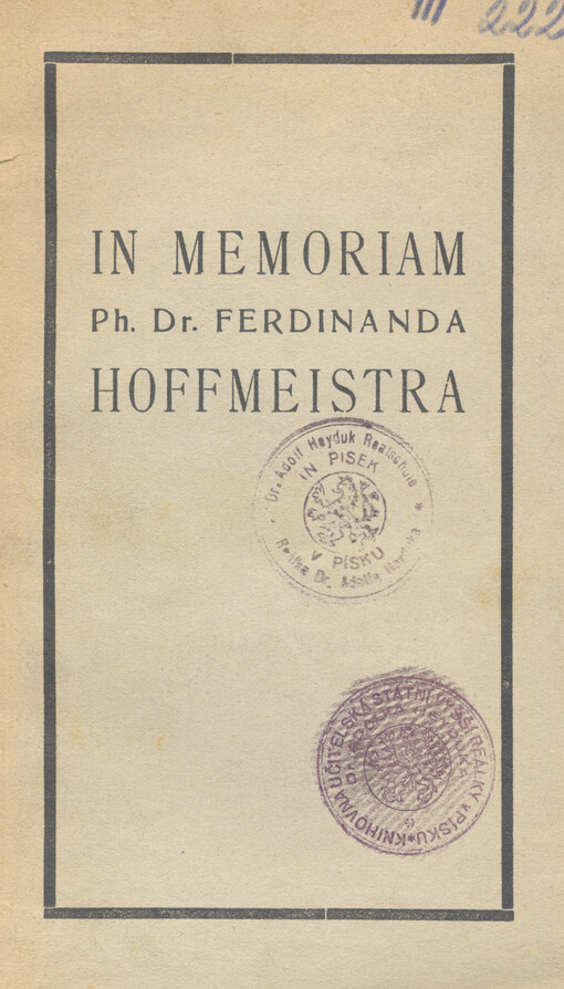 In memoriam Ph. Dr. Ferd. Hoffmeistra