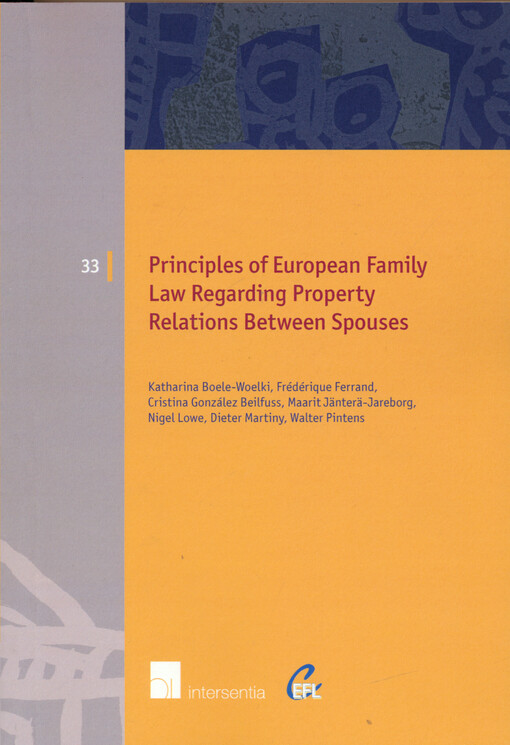 Principles of European family law regarding property relations between spouses