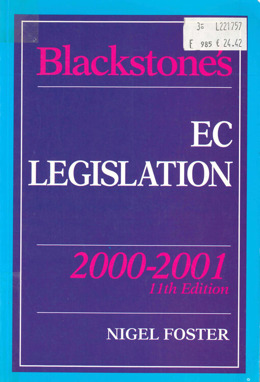 Blackstone's EC legislation. 2000/2001