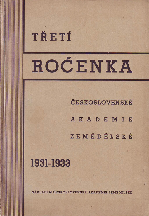 Ročenka Československé akademie zemědělské : zpráva o činnosti za ...