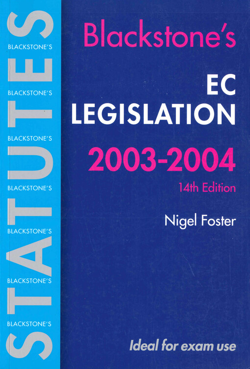 Blackstone's EC legislation 2003/2004