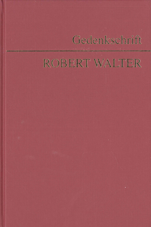 Gedenkschrift Robert Walter