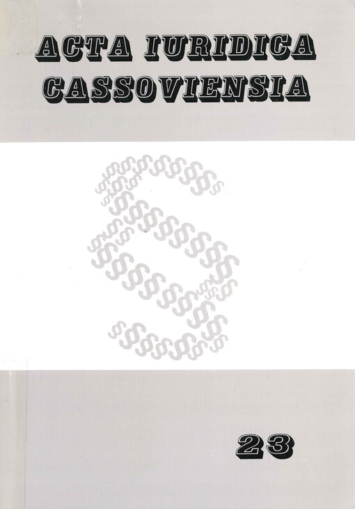 Acta iuridica cassoviensia. 23