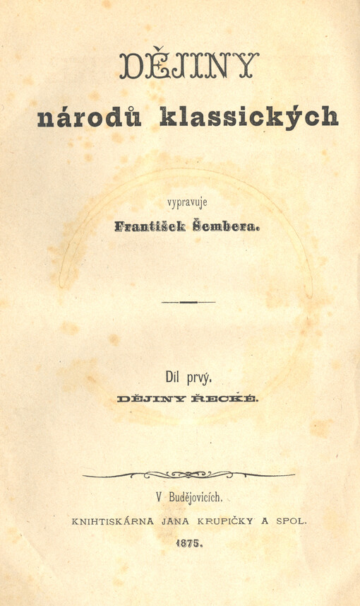 Dějiny národů klassických. Díl prvý, Dějiny řecké