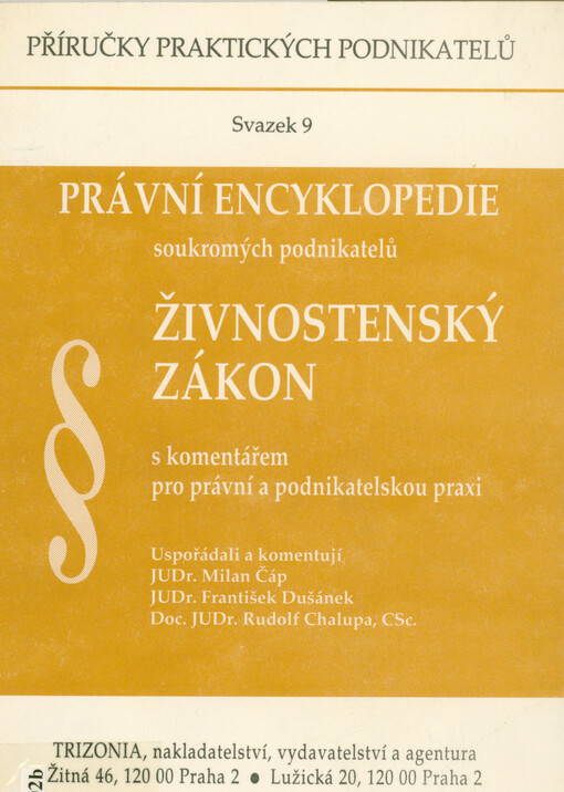 Živnostenský zákon s komentářem pro právní a podnikatelskou praxi