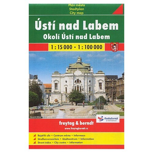 Ústí nad Labem městský plán 1:15 000 : jednosměrky, semafory, rejstřík ulic, památky