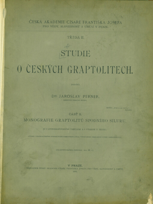 Studie o českých graptolitech. Čásť II., Monografie graptolitů spodního siluru