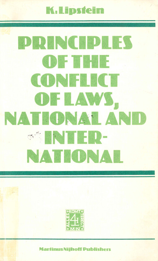 Principles of the conflict of laws, national and international