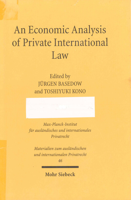 An economic analysis of private international law