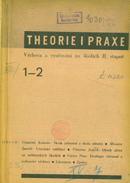 Teorie i prakse : výchova a vyučování na škole měšťanské