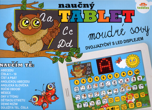 Naučný tablet moudré sovy : dvojjazyčný s led displejem