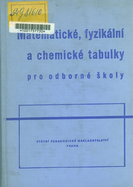 Matematické, fyzikální a chemické tabulky pro odborné školy: Pomocná kn