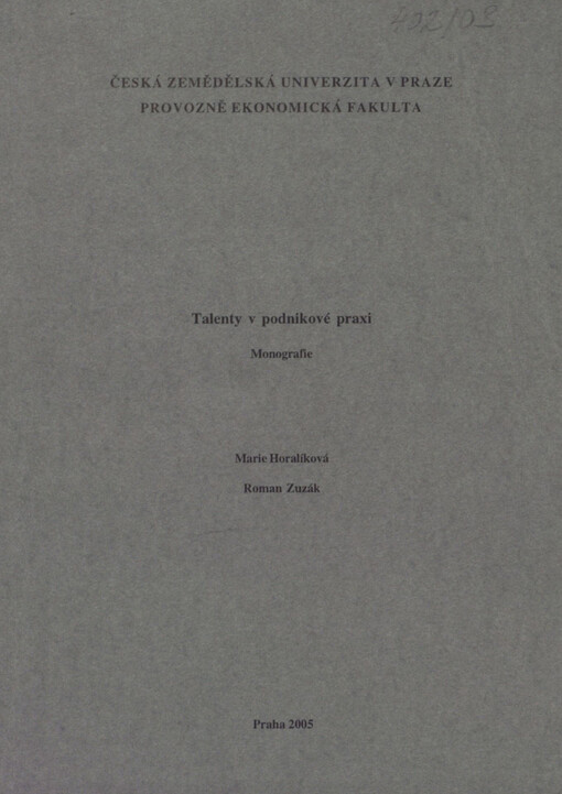 Talenty v podnikové praxi : monografie