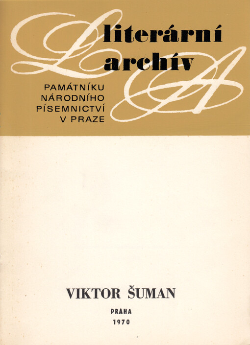 Viktor Šuman :(1882-1933) : literární pozůstalost (fragment)