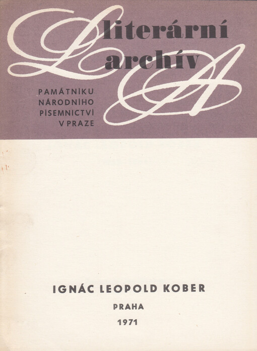 Ignác Leopold Kober: (1825-1866) : literární pozůstalost