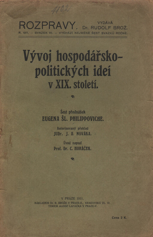 Vývoj hospodářsko-politických ideí v XIX. století: šest přednášek Eugena šl. Philippoviche
