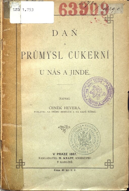 Daň a průmysl cukerní u nás a jinde