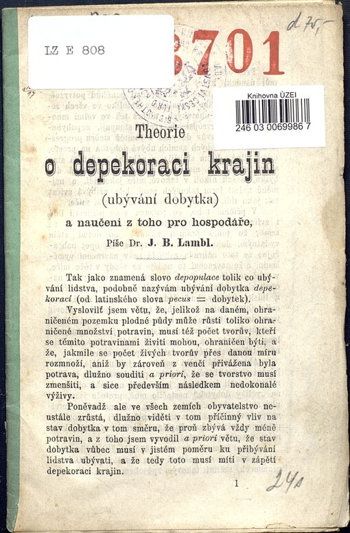 Theorie o depekoraci krajin <ubývání dobytka> a naučení z toho pro hospodáře