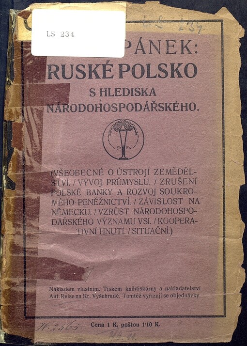 Ruské Polsko z hlediska národohospodářského: Všeobecně o ústrojí zemědělství. Vývoj průmyslu. Zrušení polské banky a rozvoj soukromého peněžnictví. Závislost na Německu. Vzrůst národohospodářského významu vsi. Kooperativní hnutí
