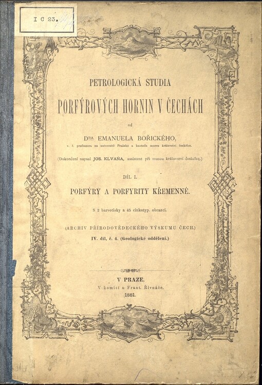 Petrologická studia porfýrových hornin v Čechách