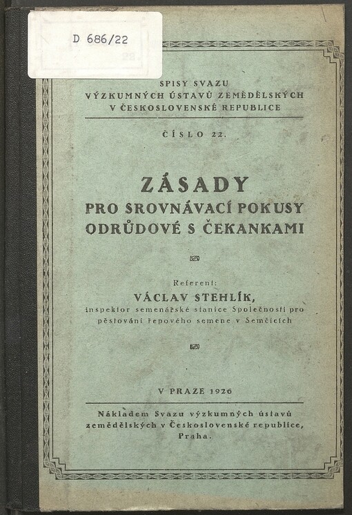 Zásady pro srovnávací pokusy odrůdové s čekankami