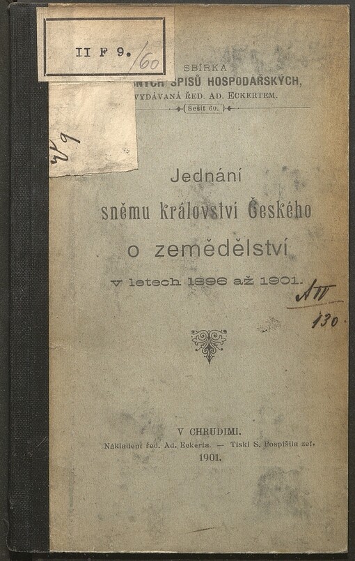 Jednání sněmu království Českého o zemědělství v letech 1896 až 1901