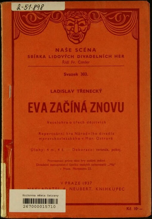 Eva začíná znovu: veselohra o třech dějstvích