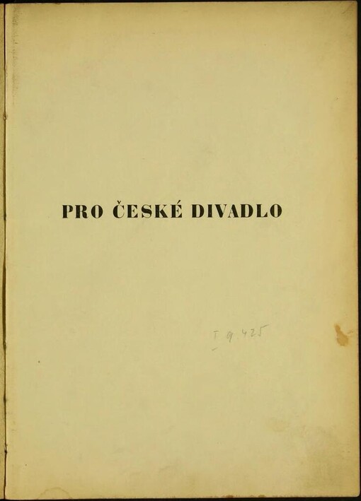 Pro české divadlo: jedenáct miniatur