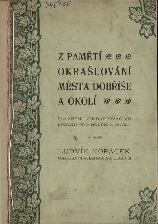 Z pamětí okrášlování města Dobříše a okolí