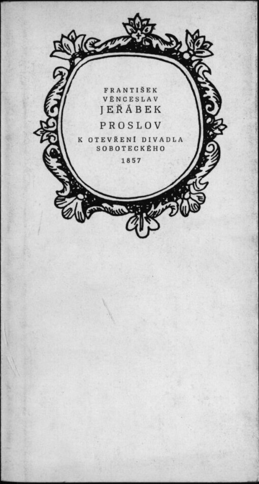 Proslov k otevření divadla soboteckého 1857