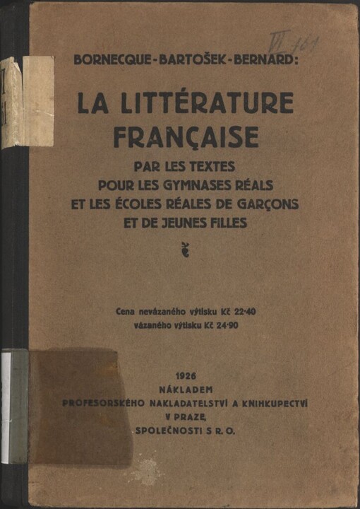 littérature française: par les textes : pour les gymnases réals et les écoles réales de garçons et de jeunes filles
