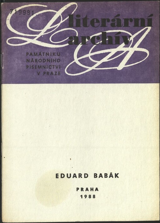 Eduard Babák (1873-1926): písemná pozůstalost
