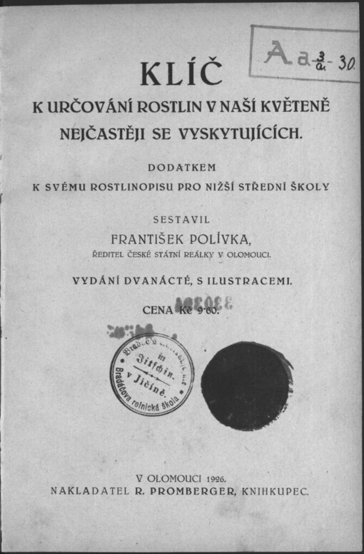 Klíč k určování rostlin v naší květeně nejčastěji se vyskytujících