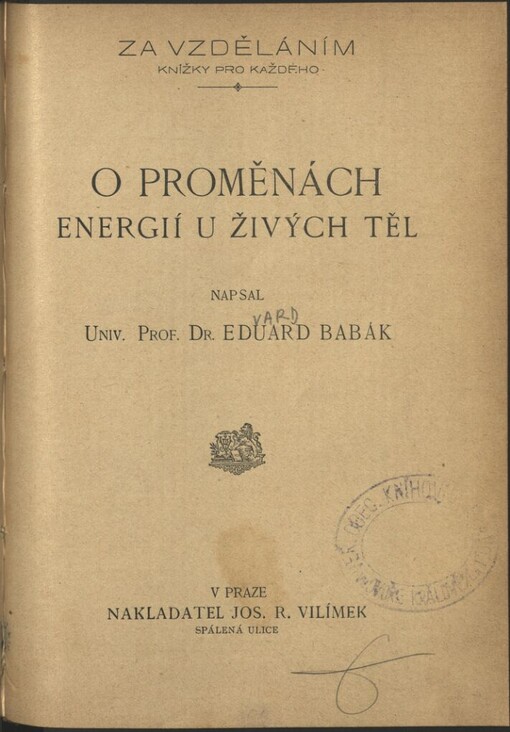 O proměnách energií u živých těl