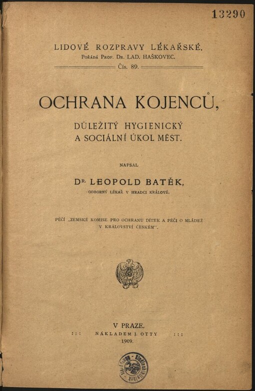 Ochrana kojenců, důležitý hygienický a sociální úkol měst