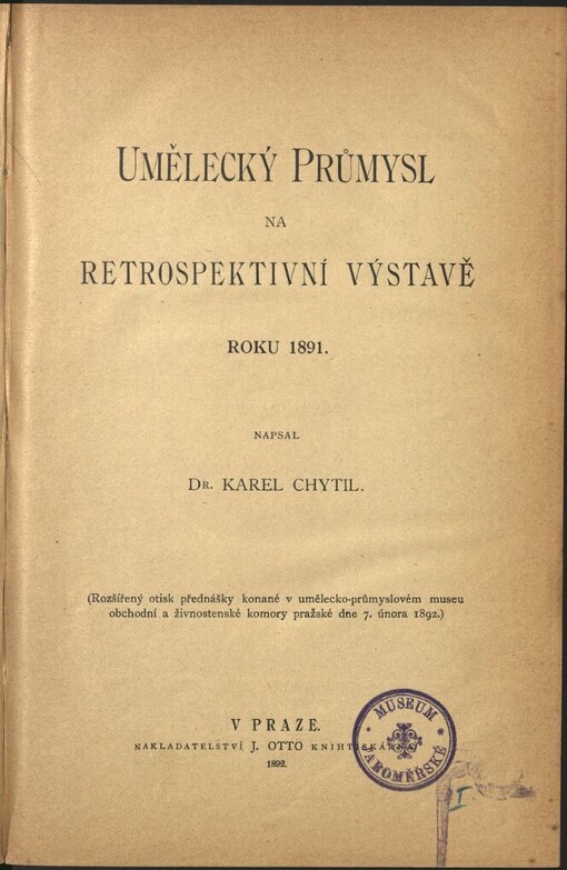 Umělecký průmysl na retrospektivní výstavě roku 1891