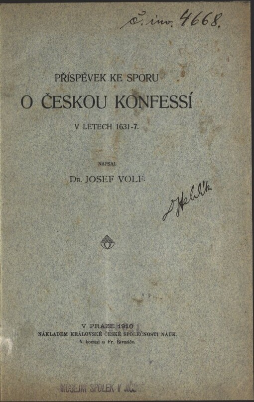 Příspěvek ku sporu o českou konfessi v Sasku v l. 1631-7