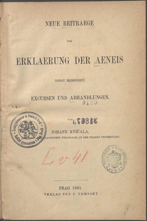 Neue Beitraege zur Erklaerung der Aeneis nebst mehreren Excursen und Abhandlungen